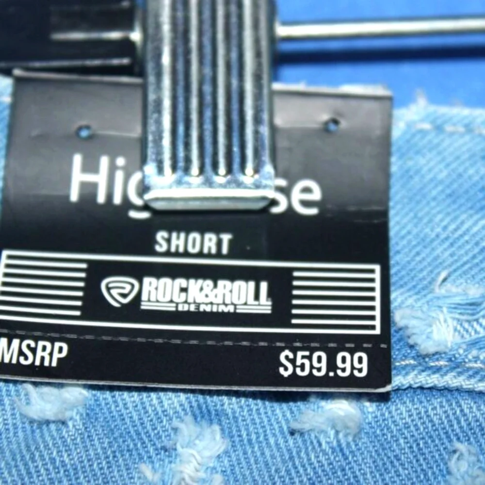 Rock & Roll Denim High Rise Eyelet Denim Shorts Blue NWT